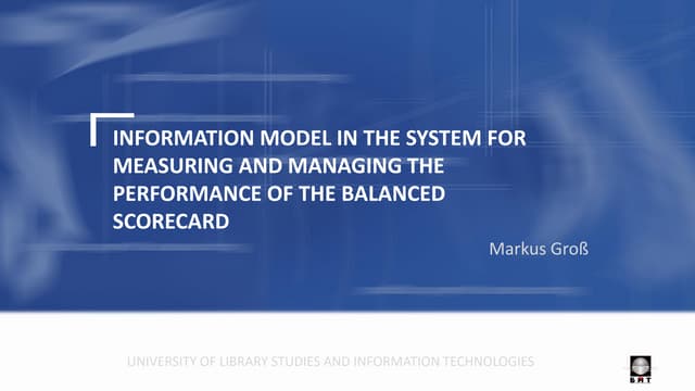 Erste Folie · Information Model in the System for Measuring and Managing the Performance of the Balanced Scorecard