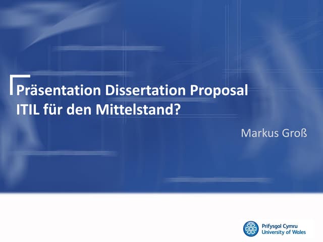 Erste Folie · Dissertation Proposal - ITIL für den Mittelstand